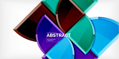 Abstract background - circles and round triangles with 3d effect. Vector Illustration For Wallpaper, Banner, Background, Card, Book Illustration, landing page