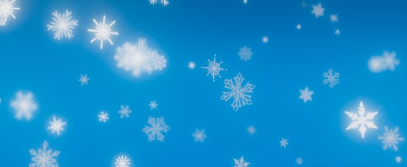 Snowflakes Falling on Blue Sky