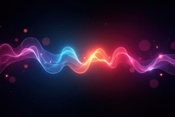 Abstract modern neon color waves on black background