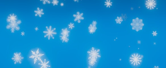 Snowflakes Falling on a Blue Sky