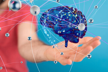 Wired brain illustration - next step to artificial intelligence