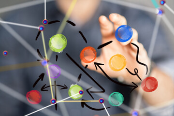 Abstract technology group and data 3d