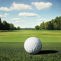 Fototapeta premium Golf Ball on a Lush Green Course