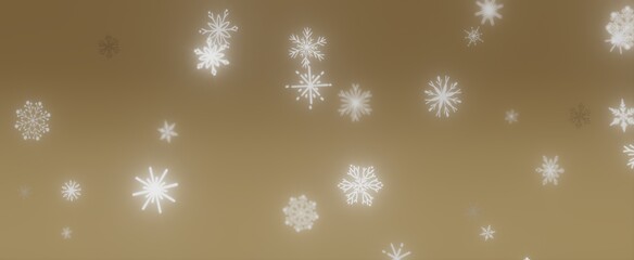 Snowflakes falling on a golden background