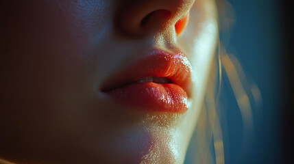 stunning female face on a banner, showcasing delicate features and captivating beauty. The image highlights femininity, elegance, and confidence, symbolizing allure and empowerment