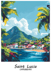 Saint Lucia Travel Print Wall Art Saint Lucia Wall Hanging Home Décor Saint Lucia Gift Art Lovers Wall Art Caribbean Travel Print Poster