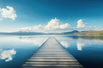 Naklejka premium wooden pier on the lake