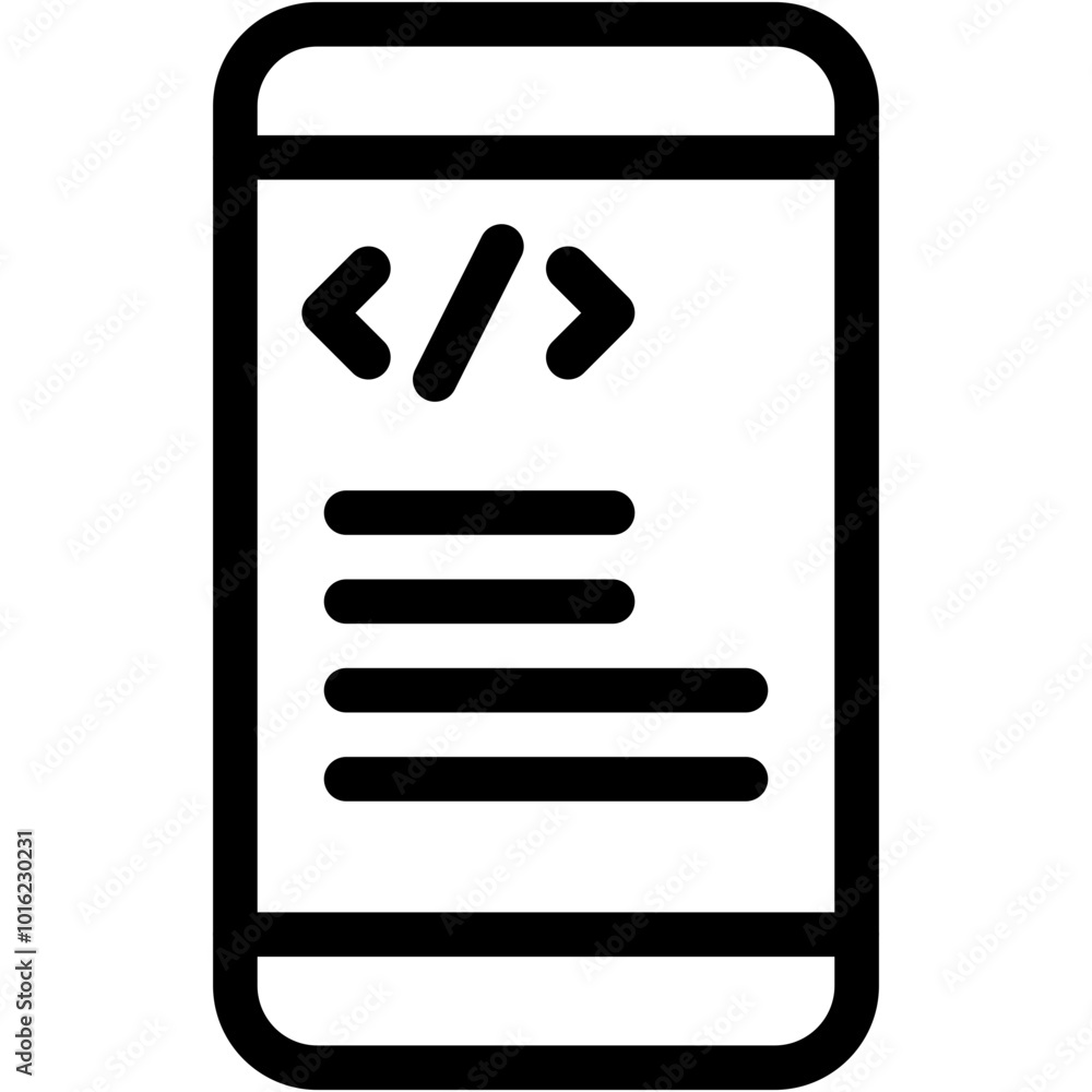 Poster vector icon app, coding, development, mobile, code