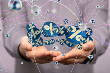 Percent sign 3d symbol modern in hand