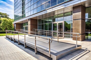Modern disabled access ramp with leading lines