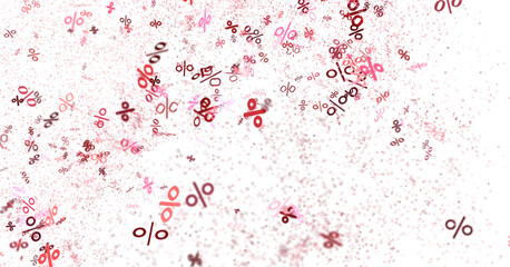 Blurred sale percent rain background. 3d transparent PNG