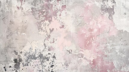 Fototapeta premium Weathered Concrete Wall with Pink and Gray Paint Splashes