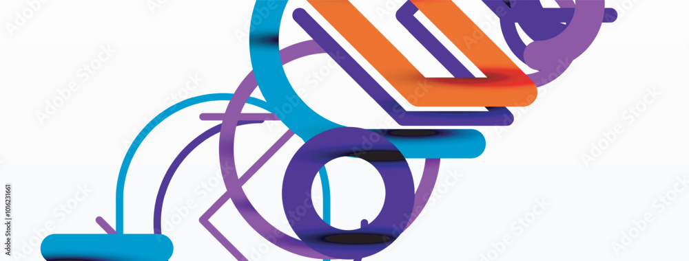 Aufkleber Abstract background. Circles and colorful round shape lines. Linear geometric minimal design