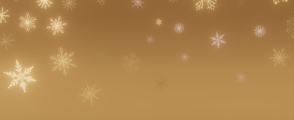 Gold Winter Background with Snowflakes