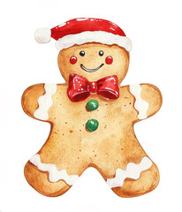 Illustration of Christmas gingerbread man cookie on white background	