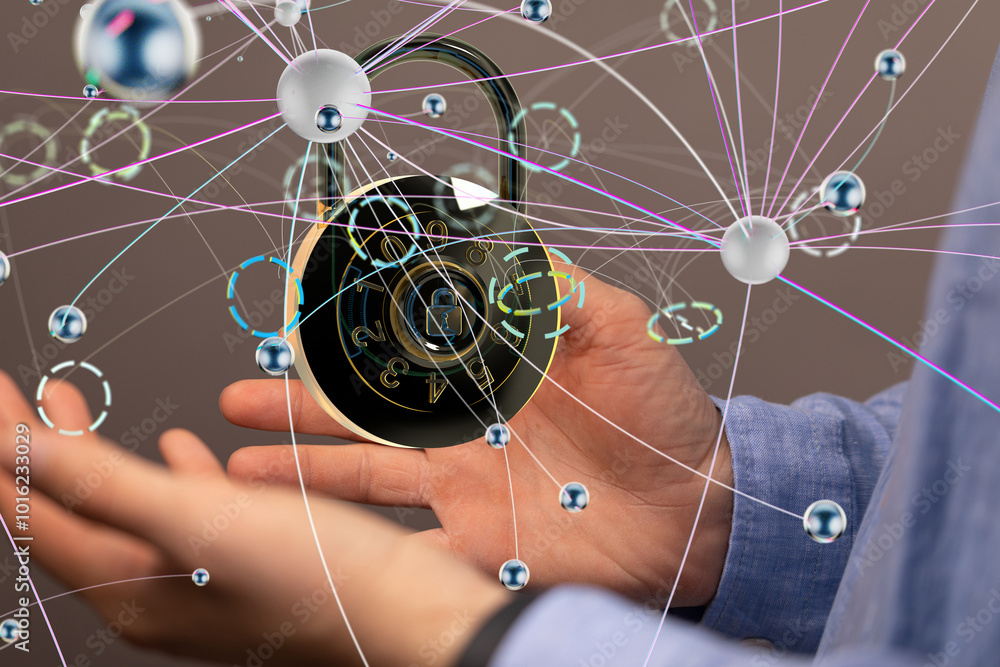 Poster personal data security illustrates cyber data or information