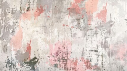 Abstract Textured Wall with Pink and Grey Paint Splatter