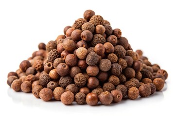 Macro pile of allspice pimento isolated on white background