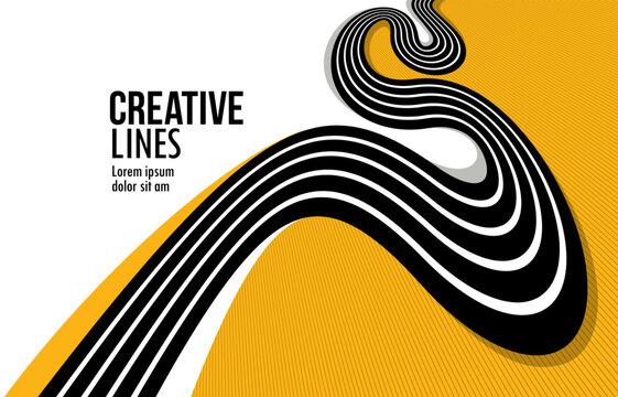 3D lines in motion vector abstract background, creative and dimensional curved stripes dynamic composition, motion and technology.