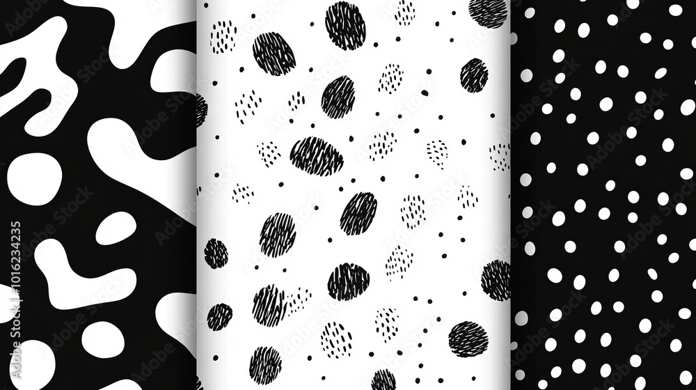 Poster abstract black and white irregular dots pattern background – hand-drawn graphic design ideal for fab