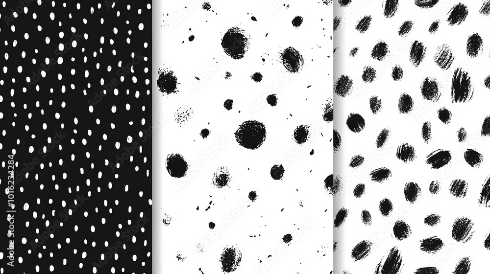 Poster abstract black and white irregular dots pattern background – hand-drawn graphic design ideal for fab