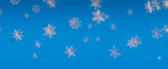 Snowflakes Falling on a Blue Sky