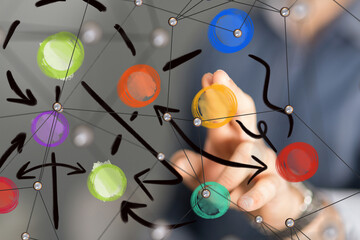 Abstract technology group and data 3d