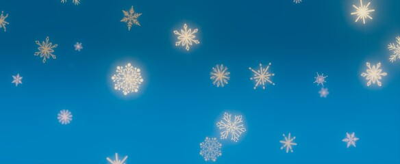 Snowflakes Falling on a Blue Sky