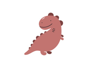 Cute dinosaur. T-rex. Childish cartoon flat vector illustration on white background.