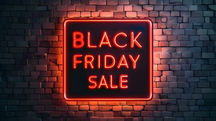 Orange Neon 'BLACK FRIDAY SALE' Sign on a Brick Wall