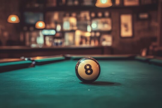 Billard Table in a Bar - 8 Ball Pool Game for Competition and Leisure