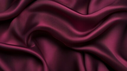 Obraz premium The luxurious, silky fabric drapes in soft, flowing curves, creating a backdrop of rich red maroon with a hint of velvet texture