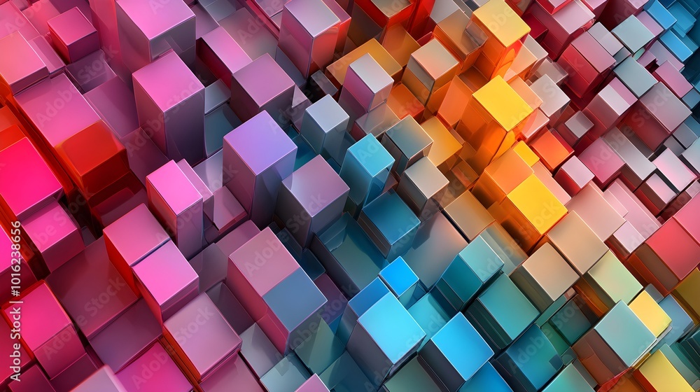 Poster abstract colorful 3d cubes pattern background