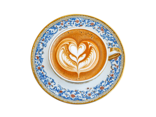 Elegante florale Cappuccino-Kunst für Kaffeeliebhaber und Cafés