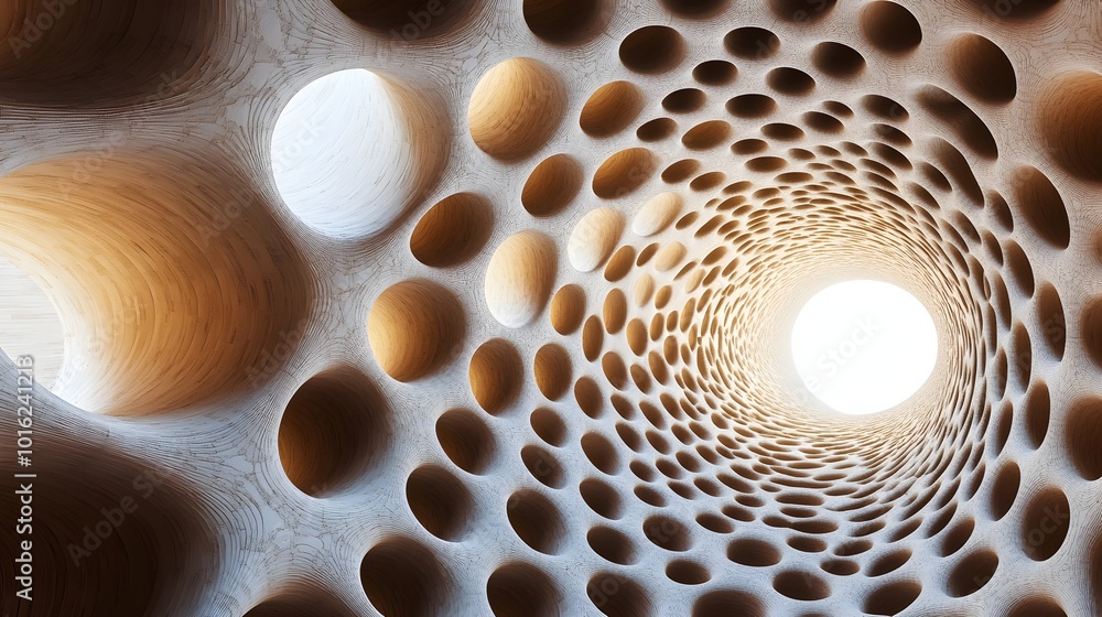Poster abstract architecture with circular pattern and light