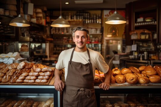 Bakery shop adult bread food.