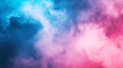 Abstract colorful blue and purple smoke swirls create a dynamic background