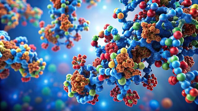 Macro shot of enzymes working together in a metabolic pathway