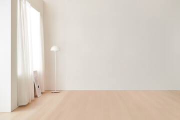 Modern Scandinavian and minimalist living room interior. White empty room. Scandinavian interior design.