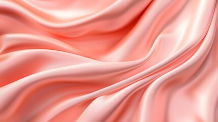 Fototapeta premium Silk satin fabric texture backgrounds, soft pink textile wave cloth design material backdrop, smooth flowing curve illustration pattern decoration luxury wallpaper light silky shiny red