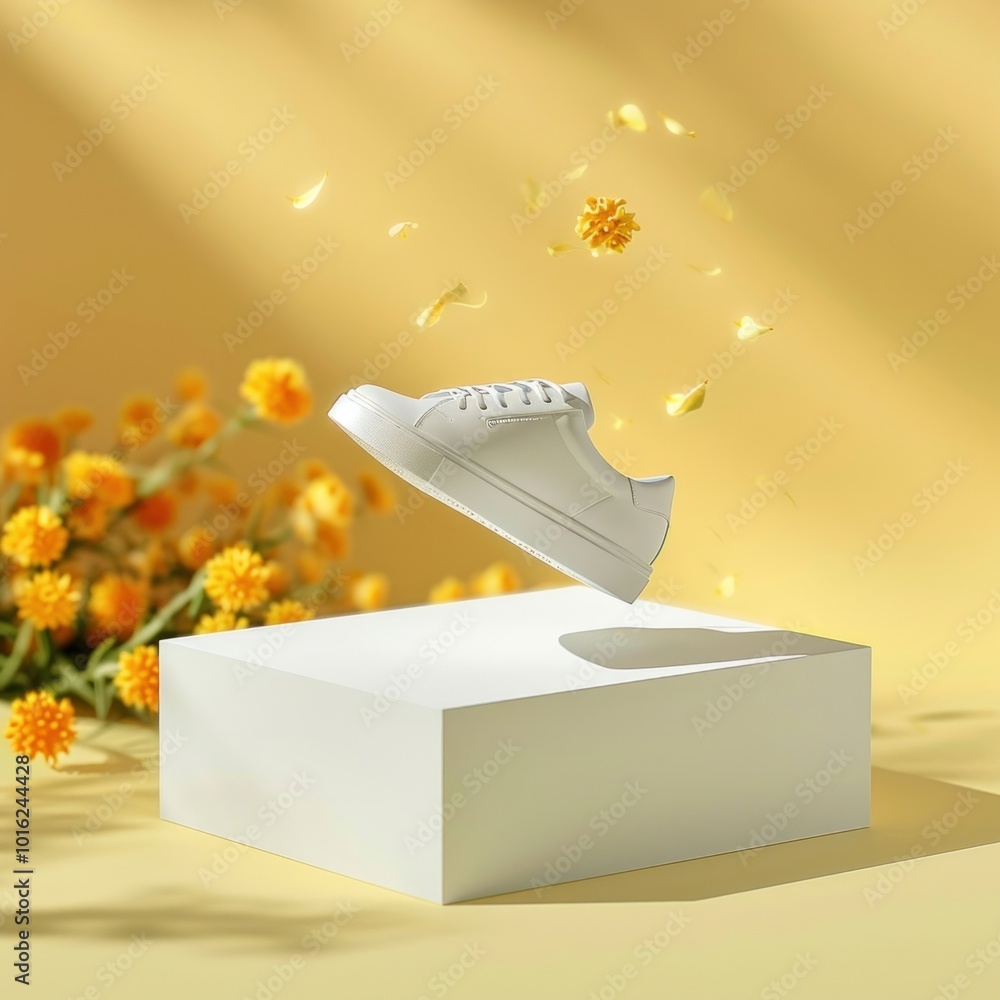 Poster Shoes packaging  flower plant white.