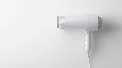 White hair dryer with a sleek modern design isolated on a white background perfect for beauty and personal care product advertising.. Generative AI