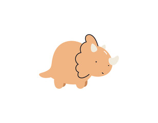 Cute dinosaur. Triceratops. Childish cartoon flat vector illustration on white background.