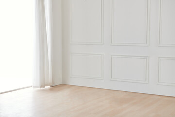 Modern Scandinavian and minimalist living room interior. White empty room. Scandinavian interior design.