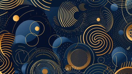 Abstract Background with Interlocking Gold and Blue Circles