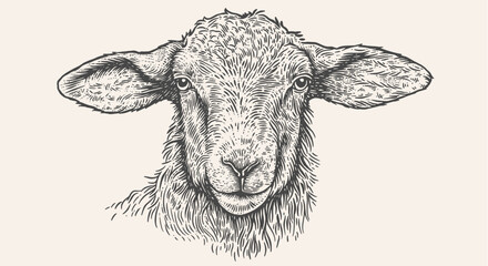 Sheep, lamb, mutton. Vintage retro print, black white sheep drawing, sketch ink pencil draw, engrave old school style. Sketch artwork silhouette head sheep. Head sheep, lamb. Vector Illustration