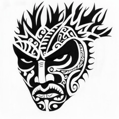 Fototapeta premium mask, Maori, tribal, pattern, tiki, face, art, theater, ancient, carnival, wood, opera, wooden, culture, head, masks, masquerade, china, traditional, drama, statue, decoration, isolated, tribal, scul