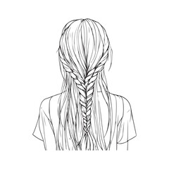 Hand-drawn girl with silky hair and luxurious eye with perfectly shaped eyebrows and full lashes