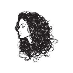 Curly hair woman vector illustration isolated