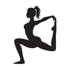Yoga pose silhouette vector art illustration isolated on white background.